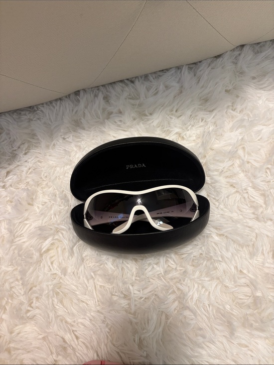 Prada Accessories - Prada White Rim Shield Sunglasses with Gradient Lenses